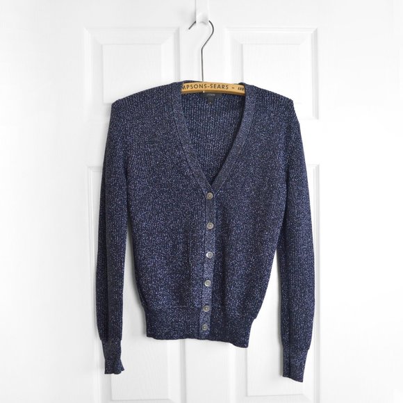 J. Crew Sweaters - J CREW Sparkle Knit Navy Cardigan